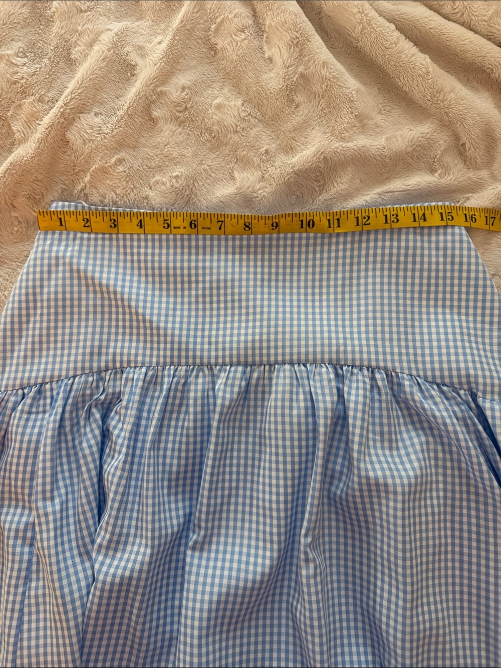 Light Blue Gingham Tiered Midi Skirt - Picture 2 of 8